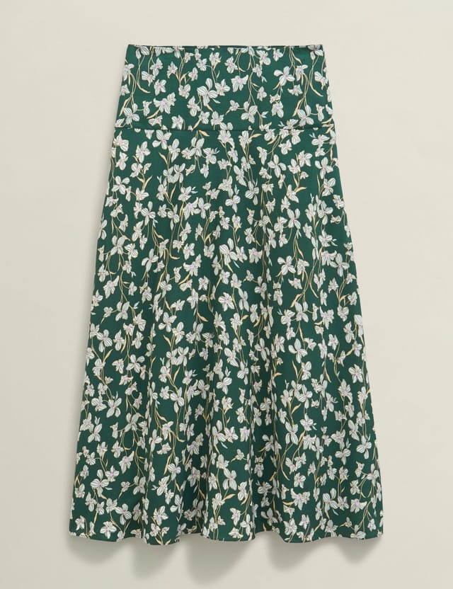 Hobbs London Hobbs London Women's Kiara Floral Midi Skirt in Bottle Green - 2