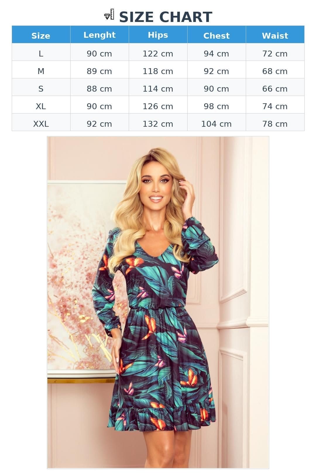 Love Lace Love Lace Women's Green Leaf Butterfly Frill Neckline Dress - 4