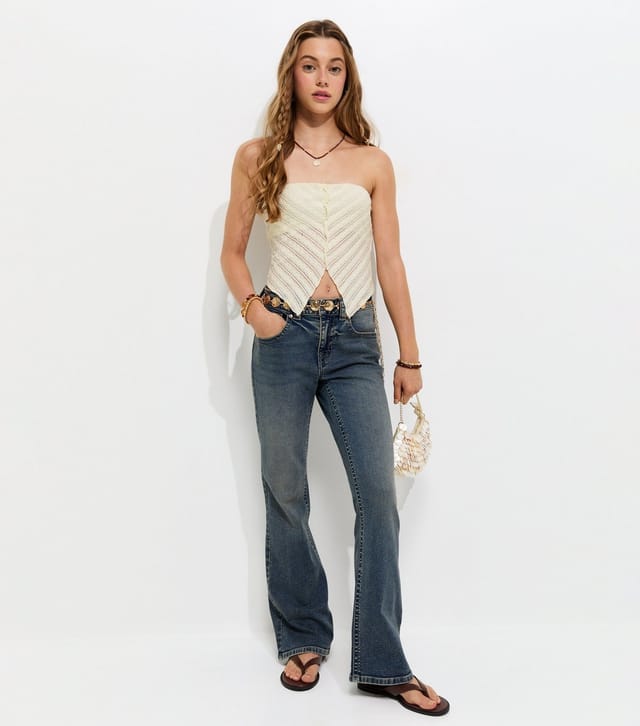 New Look Girls' Cream Handkerchief Hem Bandeau Top New Look - 3