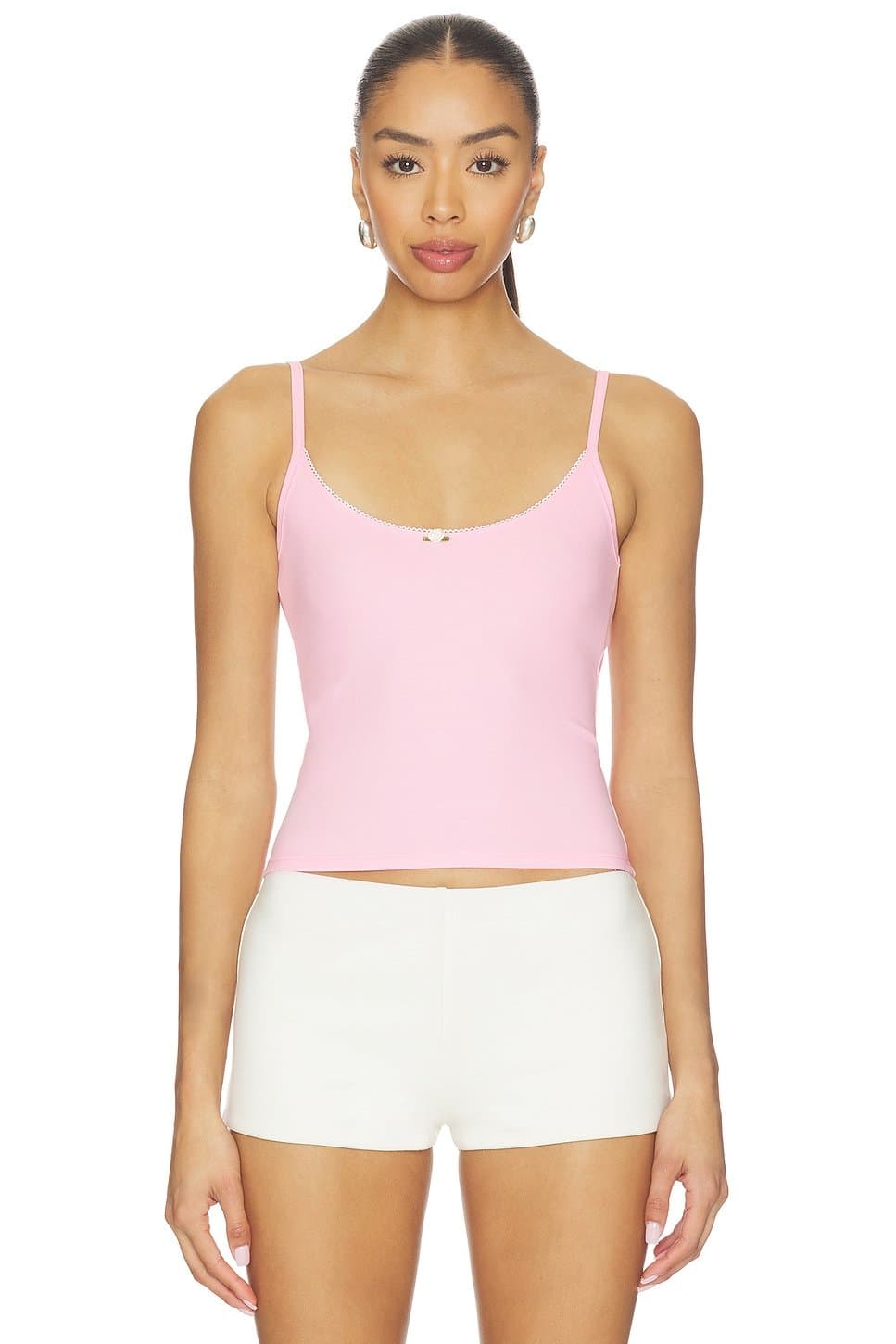 revolve Revolve Baby Pink Scoop Back Crop Cami Top
