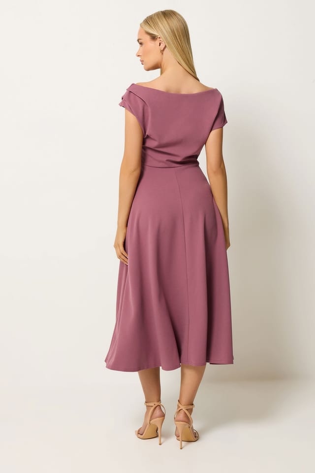 Star by Julien Macdonald Star by Julien Macdonald Women's Off Shoulder Fit & Flare Dress in Pink - 3