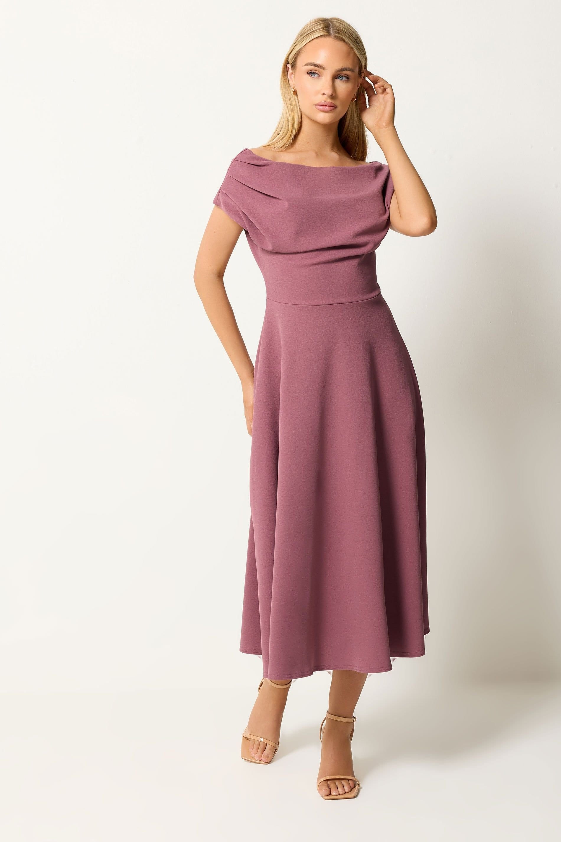 Star by Julien Macdonald Star by Julien Macdonald Women's Off Shoulder Fit & Flare Dress in Pink - 4