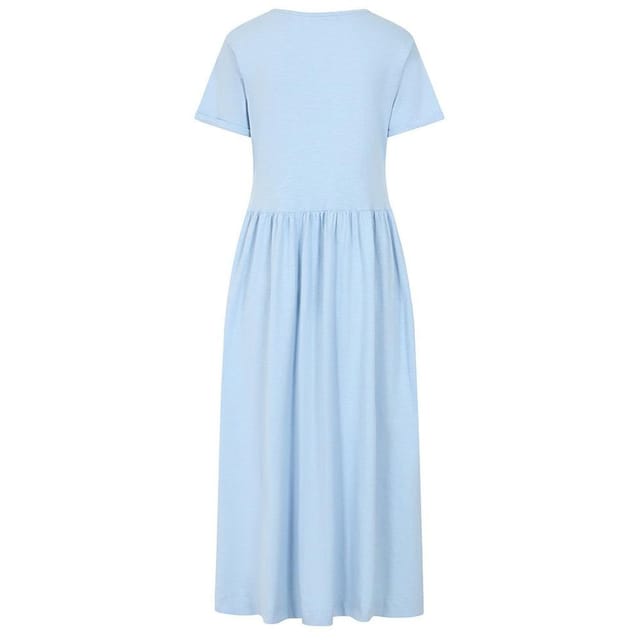 Lazy Jacks Lazy Jacks Women's Long Gathered Dress in Baby Blue - 2