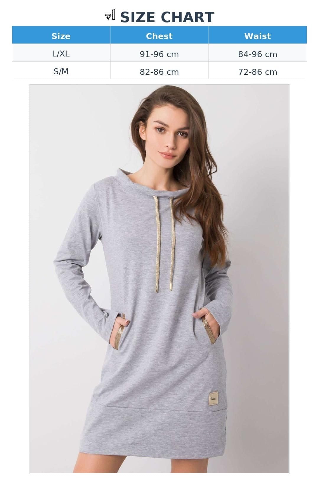 Love Lace Love Lace Women's Long Sleeve Cotton Dress with Slip Pockets in Grey - 4