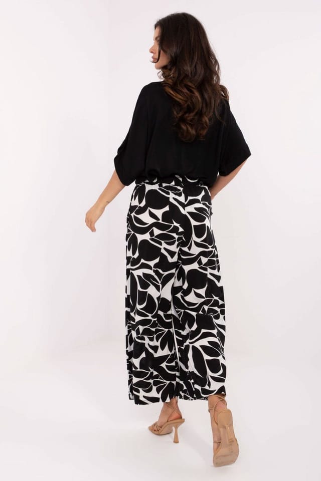 Love Lace Love Lace Women's Breathable Viscose High Waist Wide Leg Pants in Black - 3