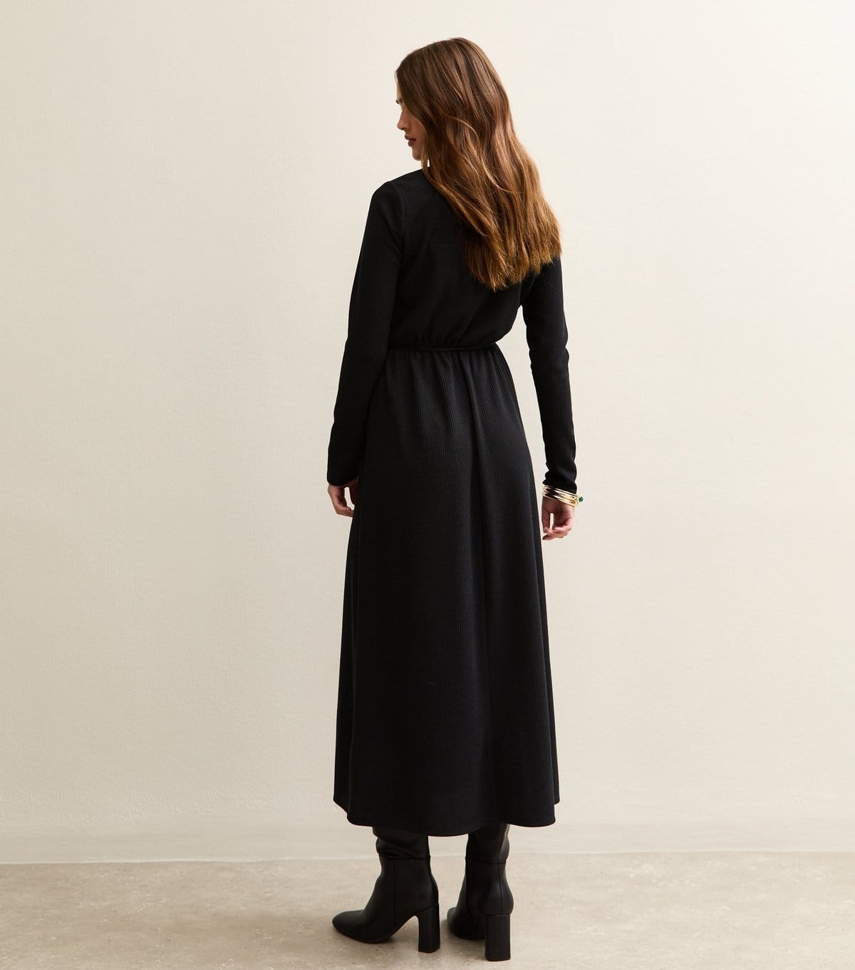 New Look Women's Black Crinkled Midi Shirt Dress New Look - 4