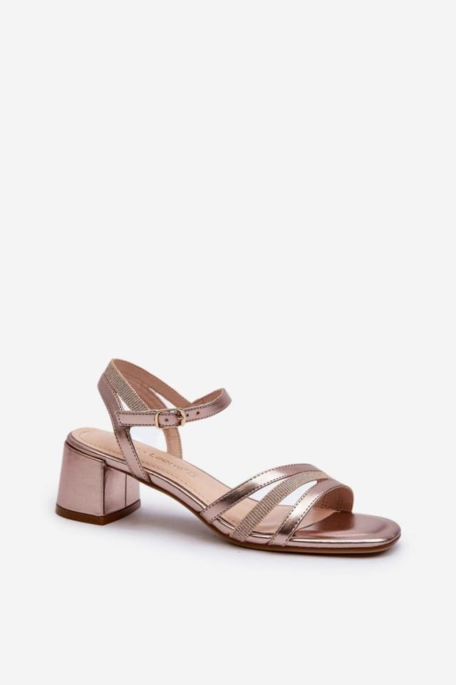 Love Lace Love Lace Women's Charming Block Heel Sandals with Triple Front Straps Buckle in Pink - 2