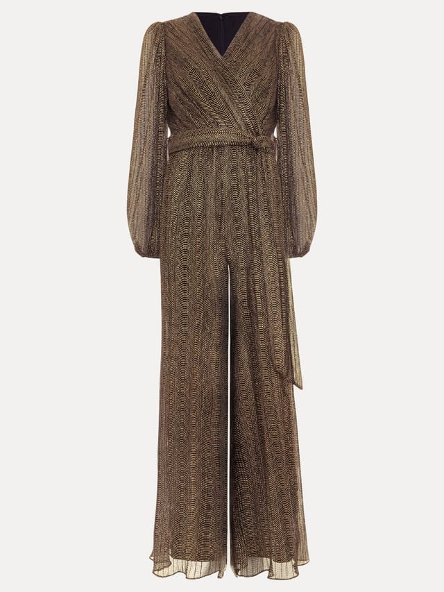 Phase Eight Phase Eight Women's Alli Metallic Textured Jumpsuit in Metallic Gold - 2