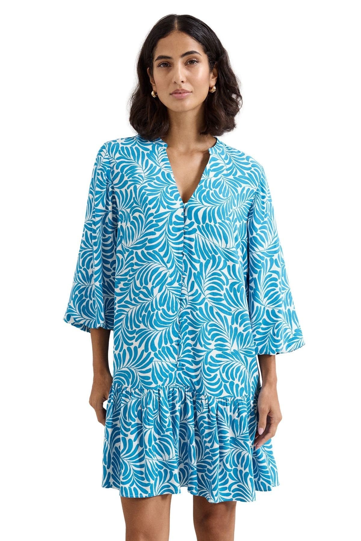 Phase Eight Phase Eight Women's Phoebe Tiered Hem V-Neck Mini Dress in Turquoise