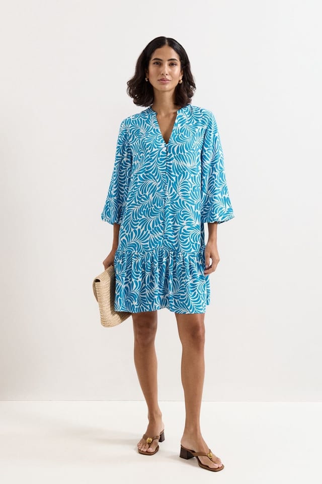 Phase Eight Phase Eight Women's Phoebe Tiered Hem V-Neck Mini Dress in Turquoise - 2