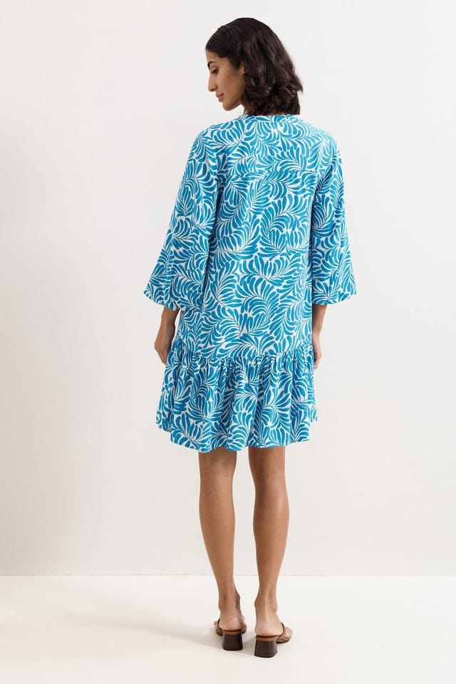 Phase Eight Phase Eight Women's Phoebe Tiered Hem V-Neck Mini Dress in Turquoise - 3