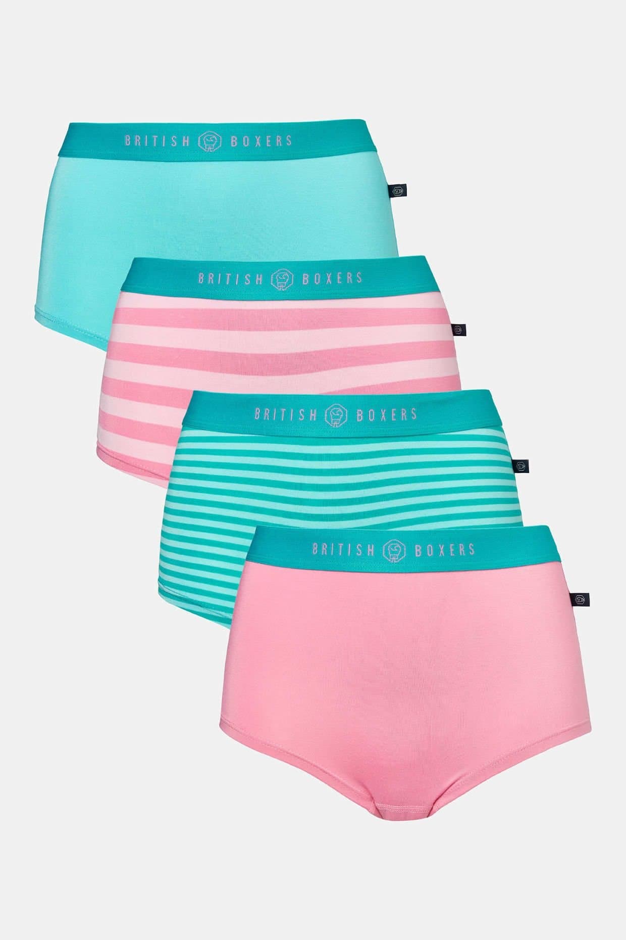 British Boxers British Boxers Women's Pack of Four "Ice Cream Parlour" Bamboo Hipster Boxer Briefs in Light Pink