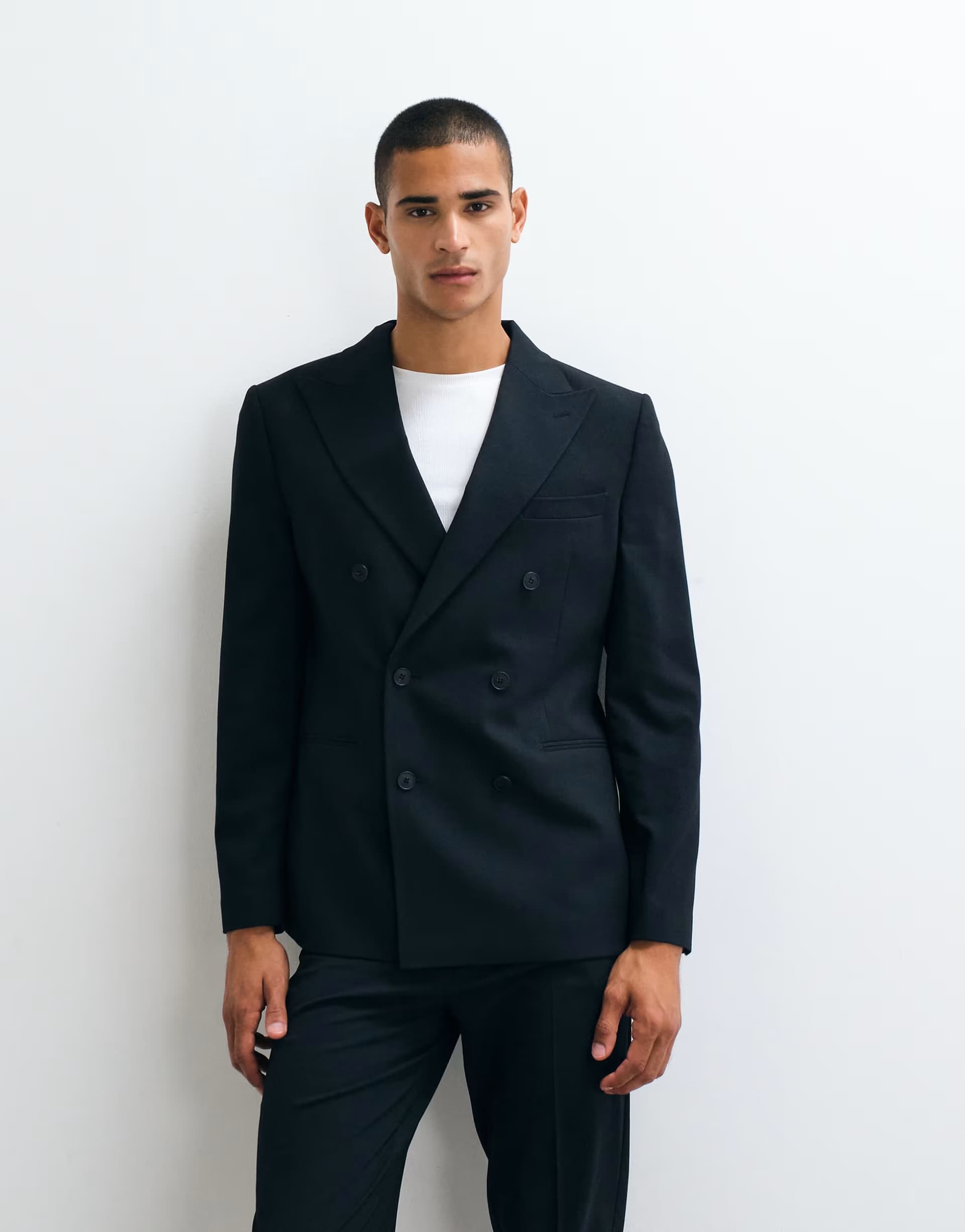 ASOS ASOS DESIGN slim double breasted suit jacket in dark navy