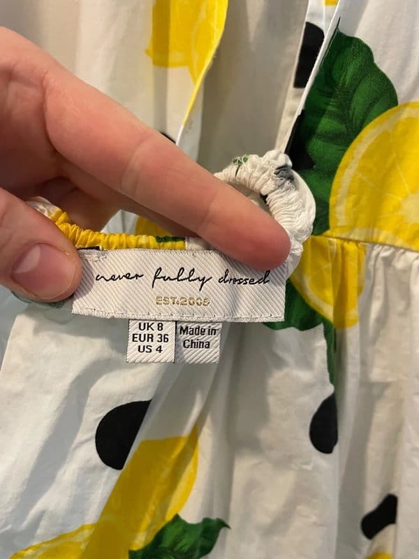 Never Fully Dressed Lemon Print Halter Dress - Size 8