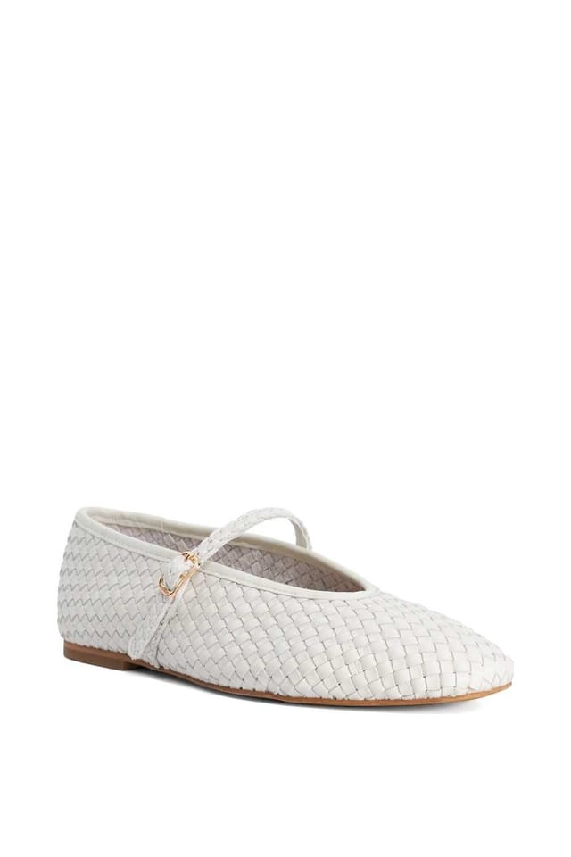Dune London Dune London Women's Wide Fit 'Headliner' Leather Ballet Pumps in White - 2