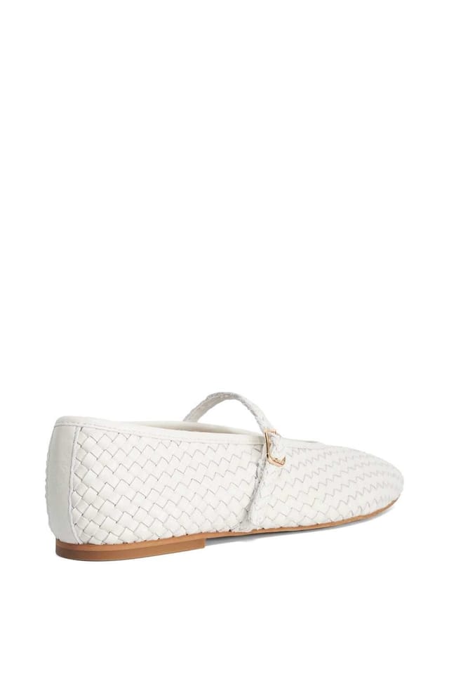 Dune London Dune London Women's Wide Fit 'Headliner' Leather Ballet Pumps in White - 3