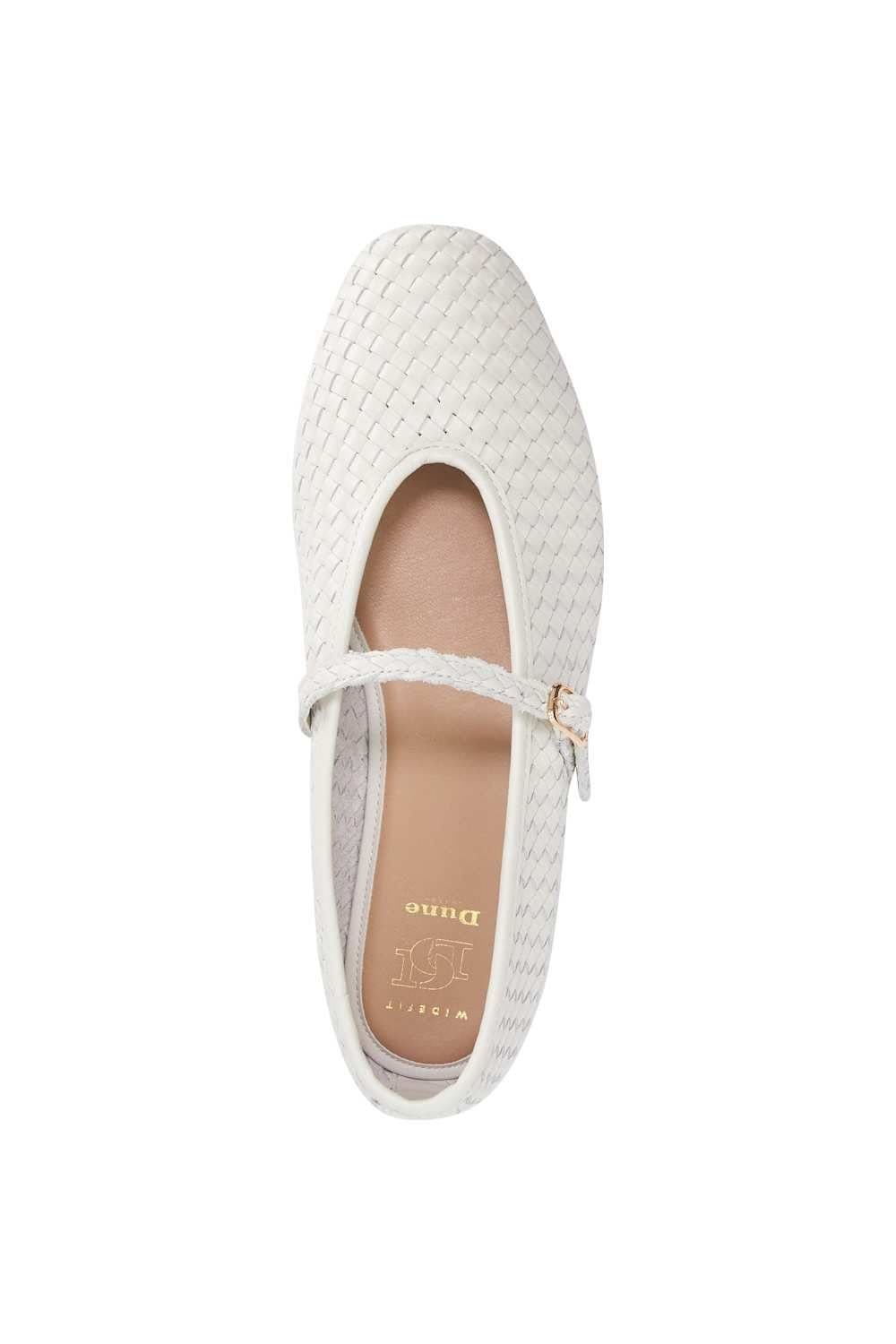 Dune London Dune London Women's Wide Fit 'Headliner' Leather Ballet Pumps in White - 4