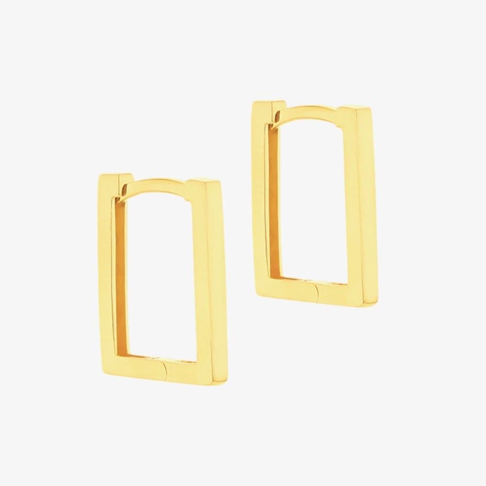 T.H.Baker T.H.Baker Women's 9ct Yellow Gold 13.5mm Rectangular Hoop Earrings 1.53.0014