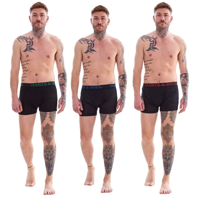 Harte & Soul Harte & Soul Men's Plain Bamboo Boxer Shorts (Pack of 12) in Black - 2