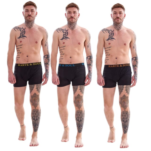 Harte & Soul Harte & Soul Men's Plain Bamboo Boxer Shorts (Pack of 12) in Black - 3
