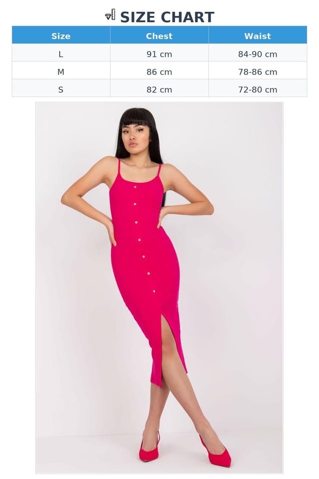 Love Lace Love Lace Women's Ribbed Summer Strappy Pencil Dress with Buttons Style 168158 in Pink - 3