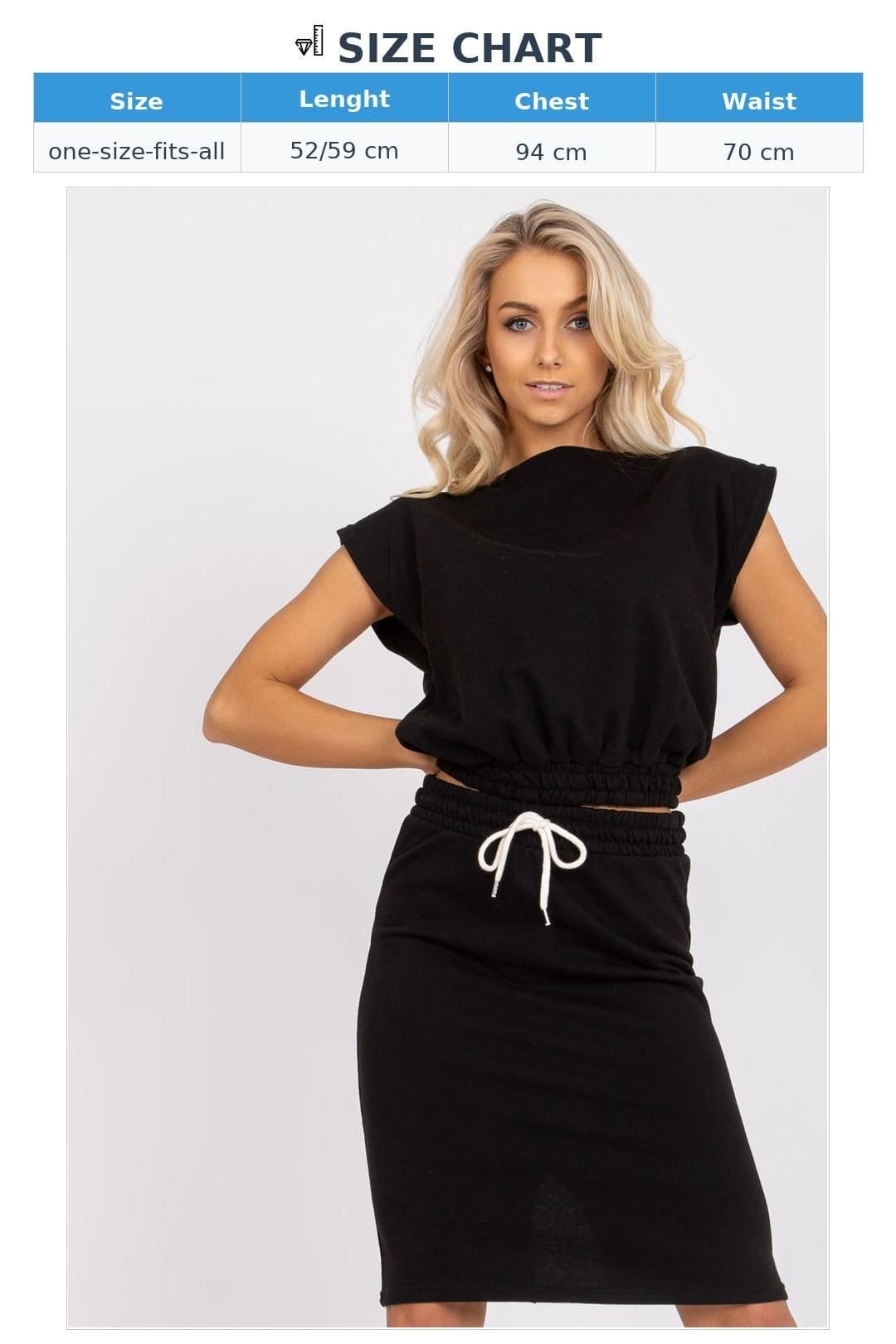 Love Lace Love Lace Women's Summer Elastic Hem Blouse Tie Skirt Set in Black - 4