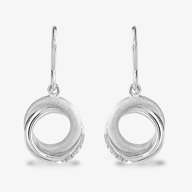Rosa Lea Rosa Lea Women's Pave Frosted Sparkle Intertwined Rings Dropper Earrings BJ-E3268RO in Silver - 2
