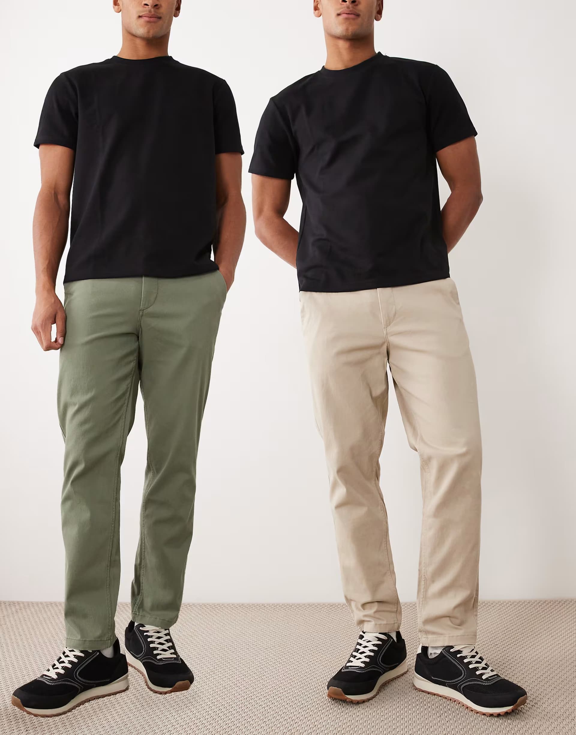 ASOS Jack & Jones 2 pack straight chino trousers in beige and khaki