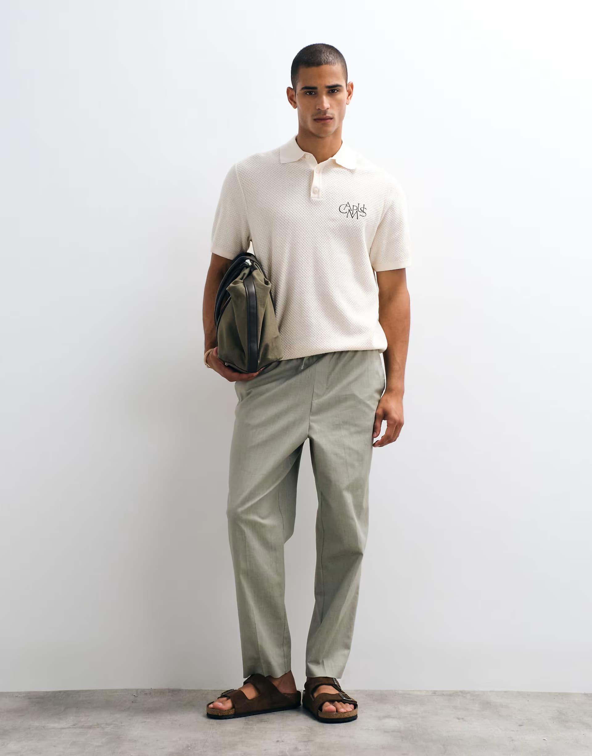 ASOS ASOS DESIGN smart relaxed tapered linen look trousers in sage green