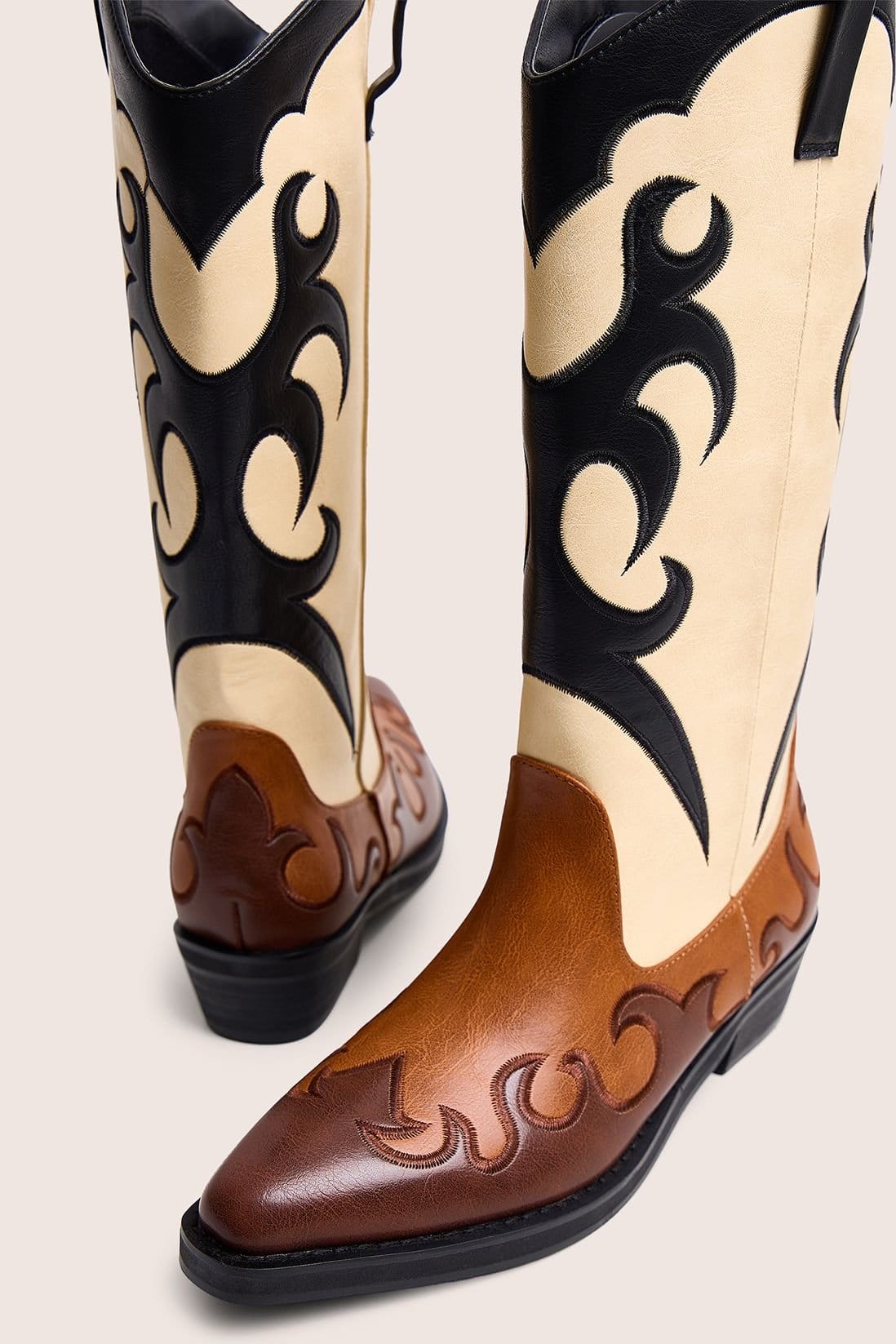 Public Desire Public Desire Women's Celia Brown Western Knee High Boots - 4