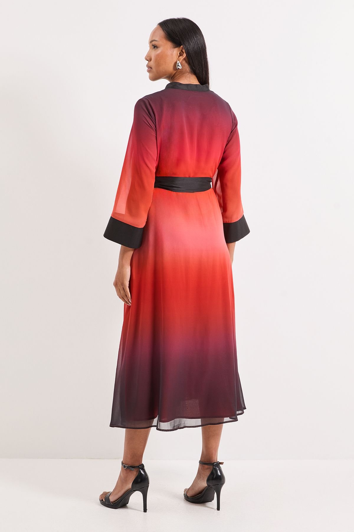 Principles Principles Women's Ombre Organza Contrast Shirt Dress in Orange - 3