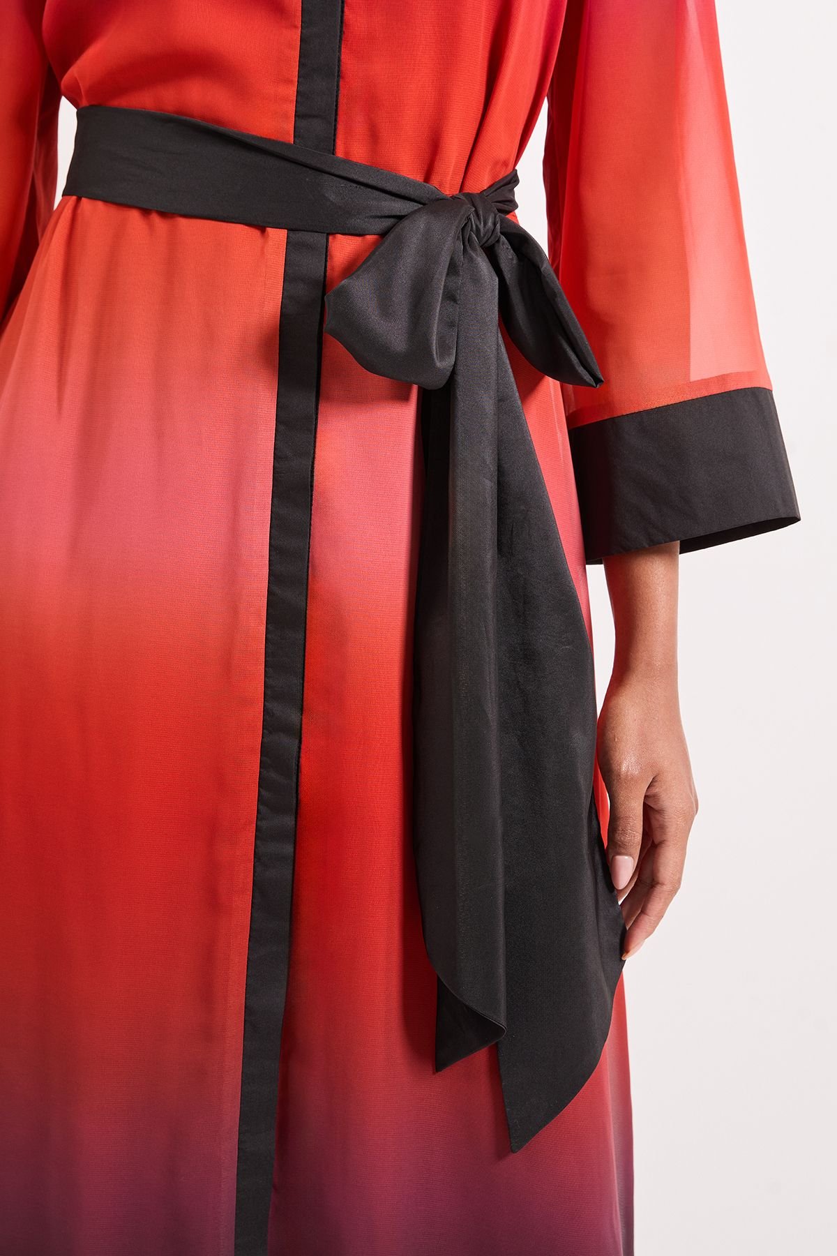 Principles Principles Women's Ombre Organza Contrast Shirt Dress in Orange - 4