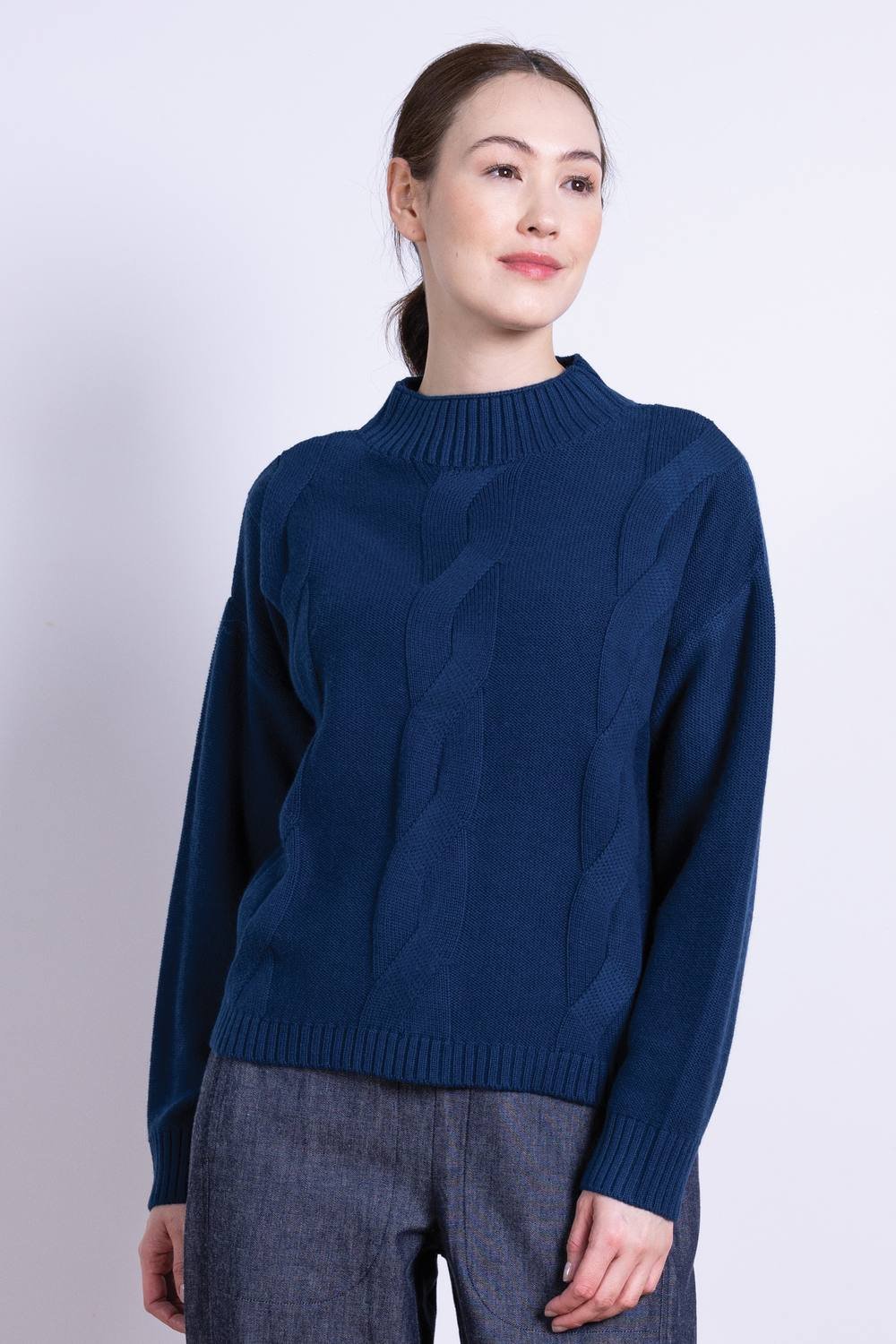 Nomads Clothing Nomads Clothing Women's Cable Knit Jumper in Navy - 2