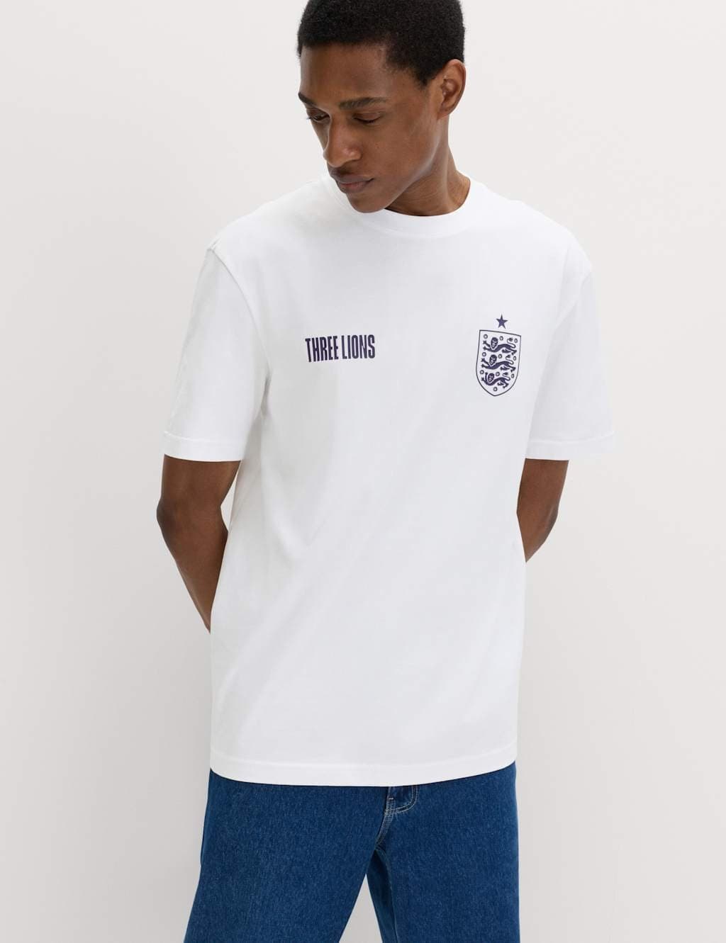 Marks & Spencer M&S White Cotton Crew Neck Graphic T-Shirt