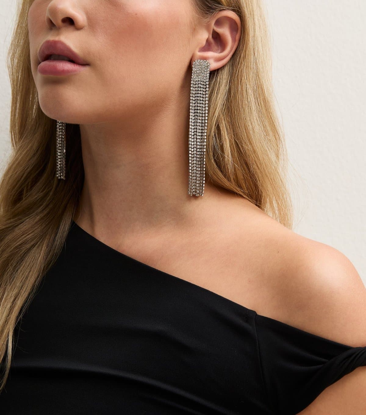New Look Silver-Tone Diamante Tassel Earrings New Look