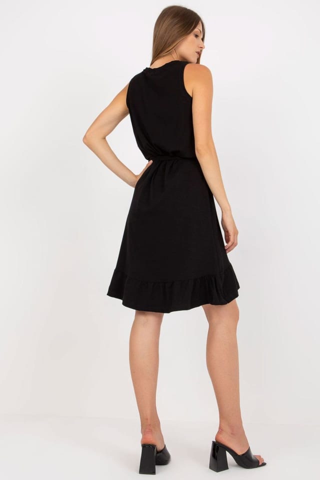Love Lace Love Lace Women's Sleeveless Flared Summer Dress with Ruffle Hem Style 168186 in Black - 3