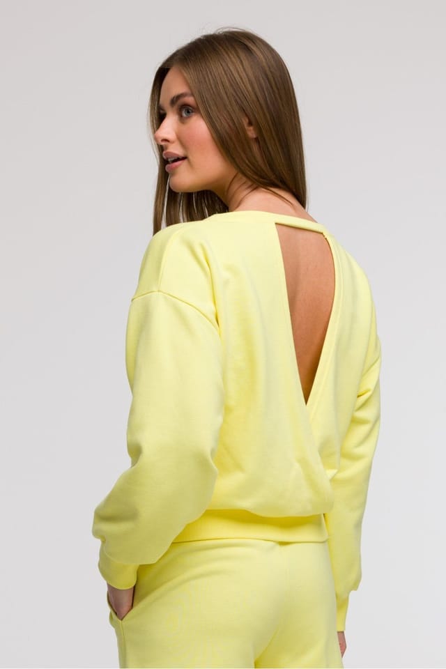 Love Lace Love Lace Women's Wrap Open Back Oversized Blouse in Yellow - 3