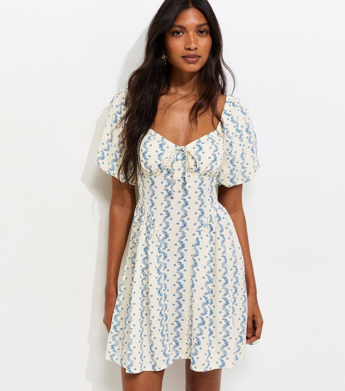New Look Women's White Floral Milkmaid Mini Dress New Look