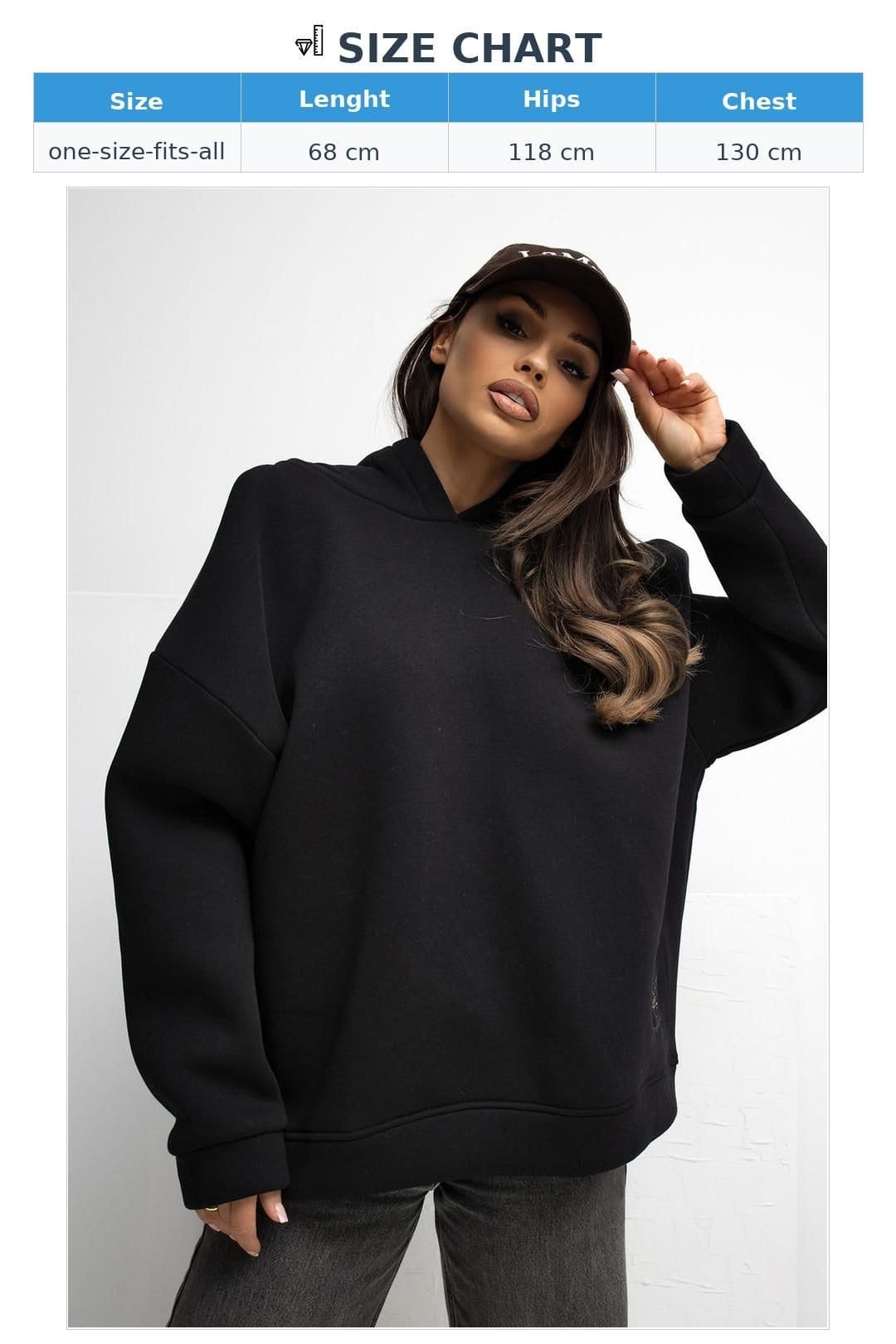 Love Lace Love Lace Women's Loose Hooded Cotton Elastane Pullover Top in Black - 4