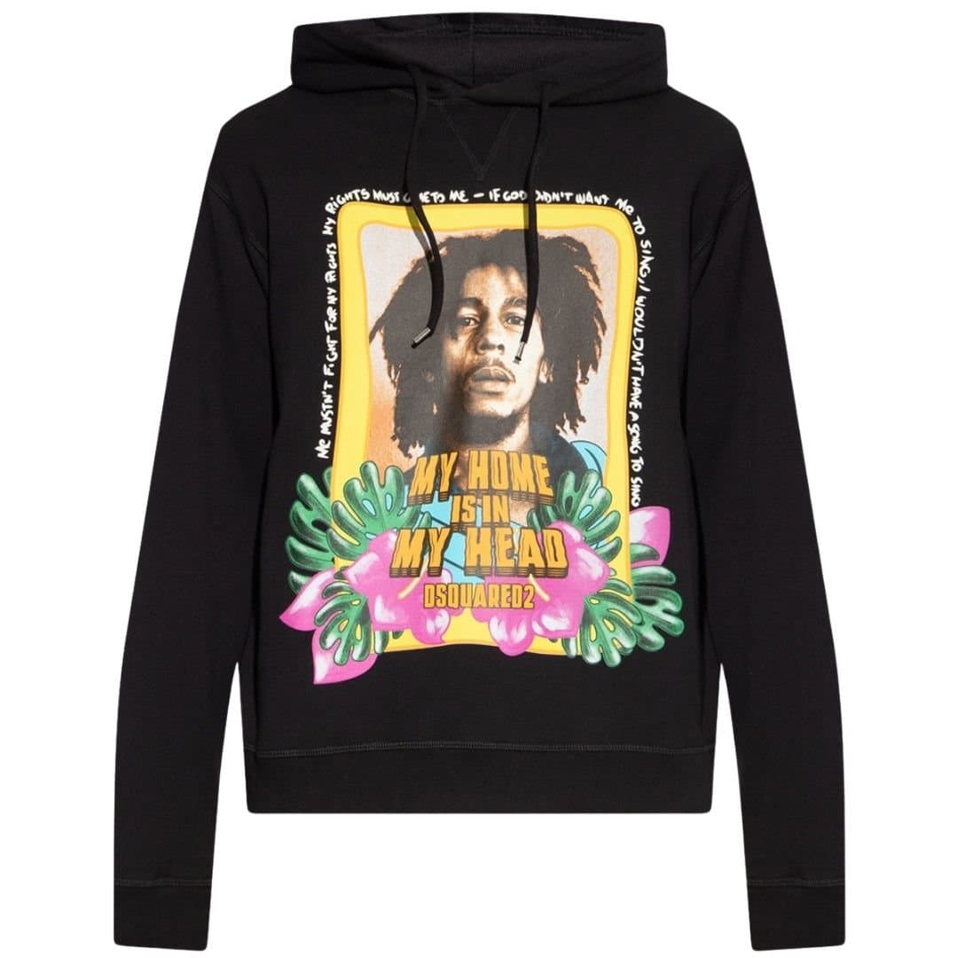 Dsquared2 Dsquared2 Men's Cool Fit Bob Marley Logo Black Hoodie