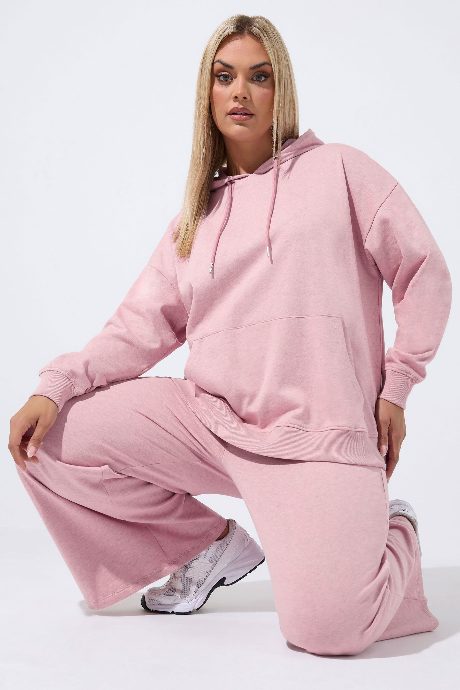 Yours Yours Women's Hoodie & Wide Leg Jogger Set in Pink