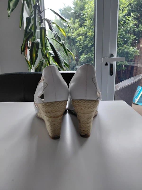 Carvela Carvela White Leather Peep Toe Espadrille Wedge Shoes UK 6