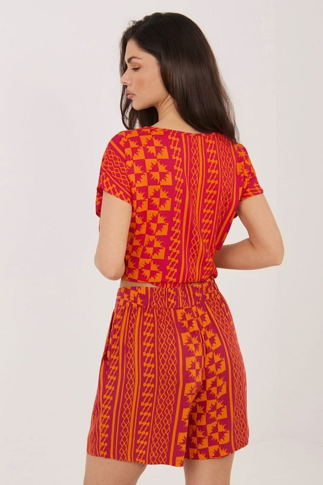Love Lace Love Lace Women's Breathable Viscose Print Shorts with Pockets Style 226393 in Red - 3