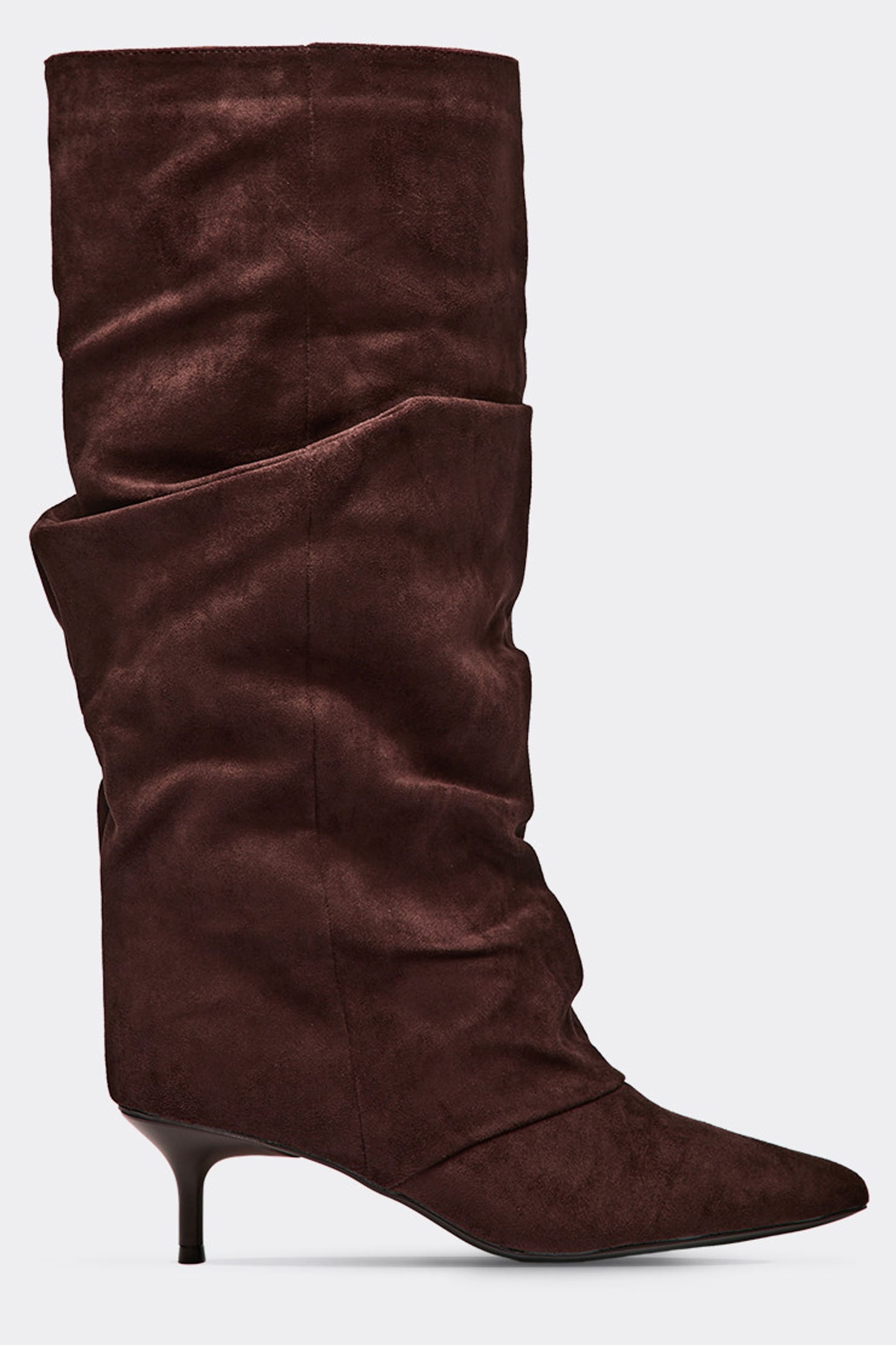 EGO EGO Women's Faux Suede Kitten Boots in Dark Brown - 4