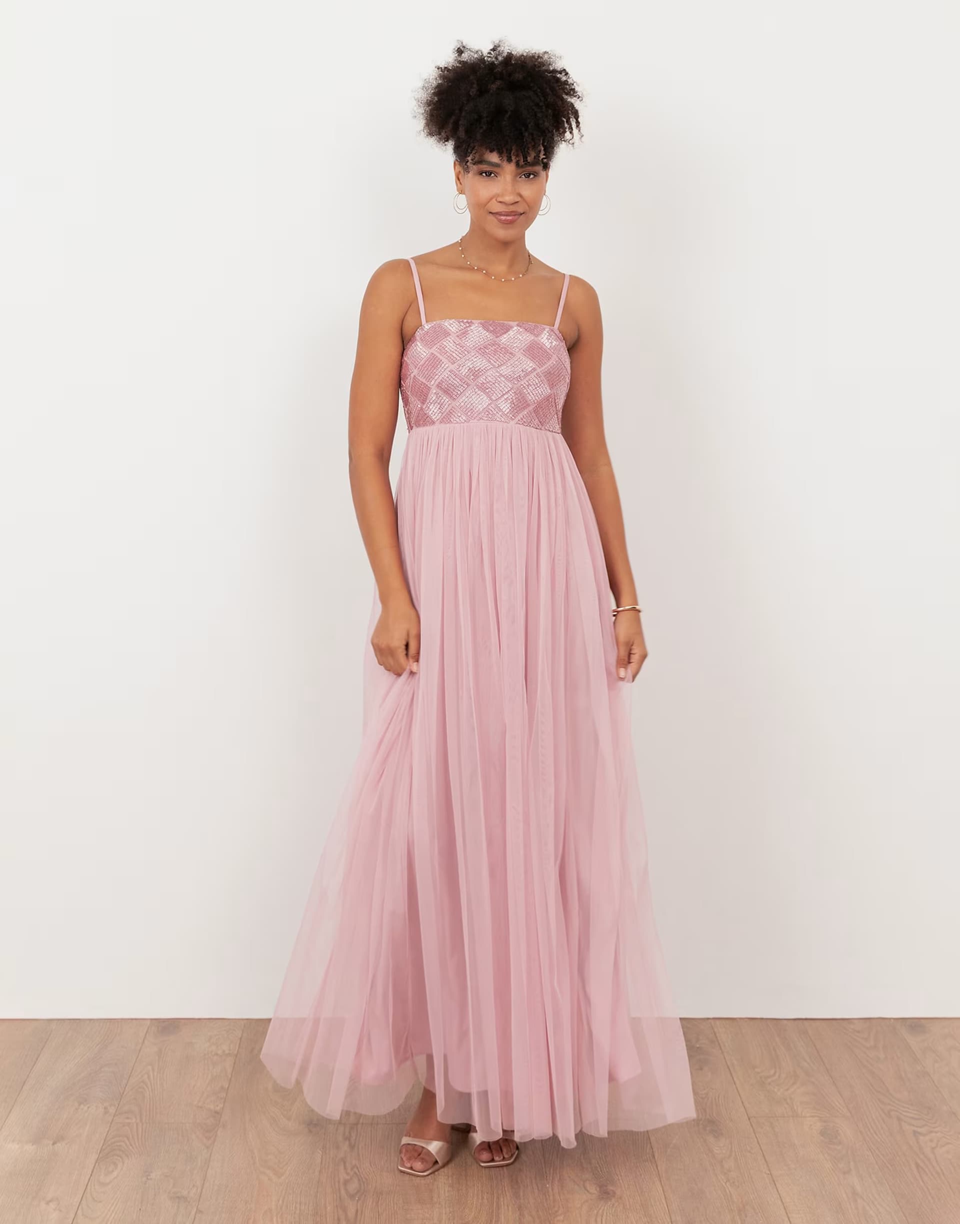 ASOS Maya Embellished cami maxi dress in soft pink