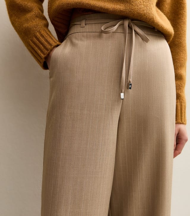 New Look Women's Brown Striped Tie Waist Wide Leg Trousers New Look - 2