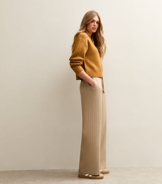 New Look Women's Brown Striped Tie Waist Wide Leg Trousers New Look - 3