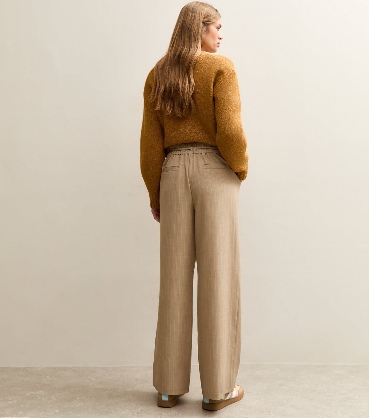 New Look Women's Brown Striped Tie Waist Wide Leg Trousers New Look - 4