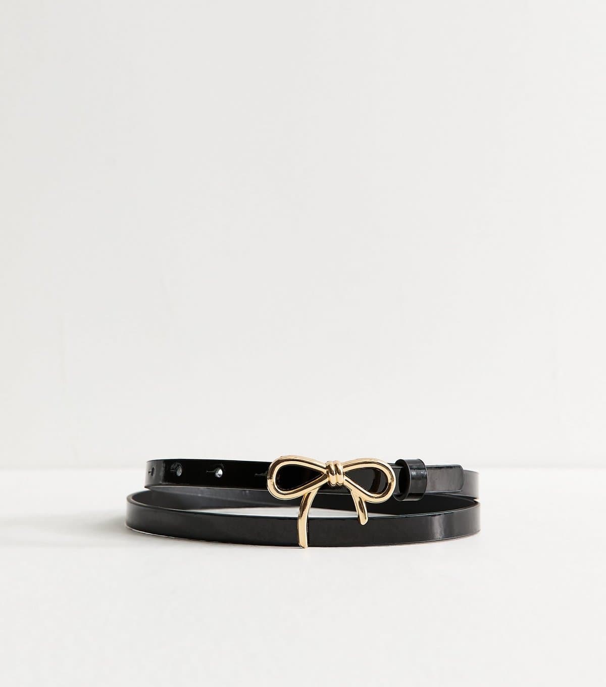 New Look New Look Black Faux Leather Bow Buckle Skinny Belt