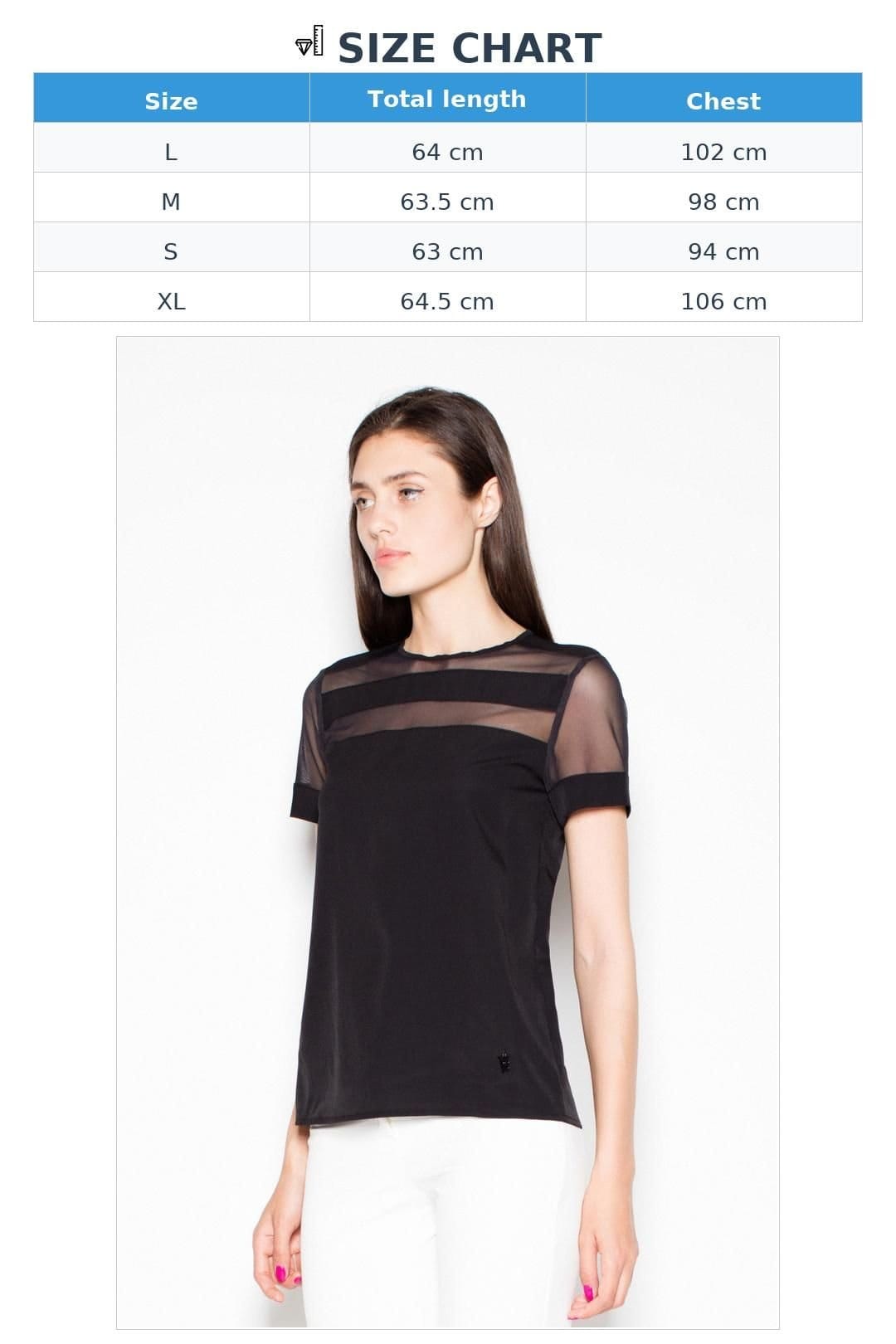 Love Lace Love Lace Women's Chic Short Sleeve Blouse with Sheer Neckline in Black - 4